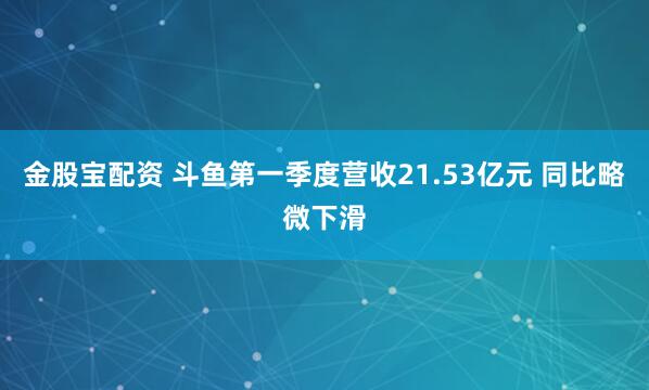 金股宝配资 斗鱼第一季度营收21.53亿元 同比略微下滑