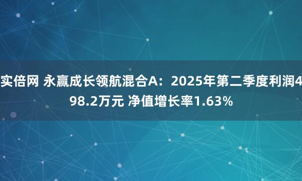 实倍网 永赢成长领航混合A：2025年第二季度利润498.2万元 净值增长率1.63%